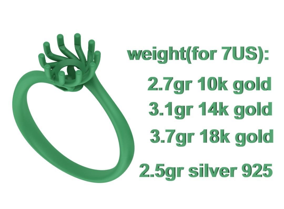 122 Paradise Engagement Solitaire Ring Big Stone 3DModel  3D print model_15