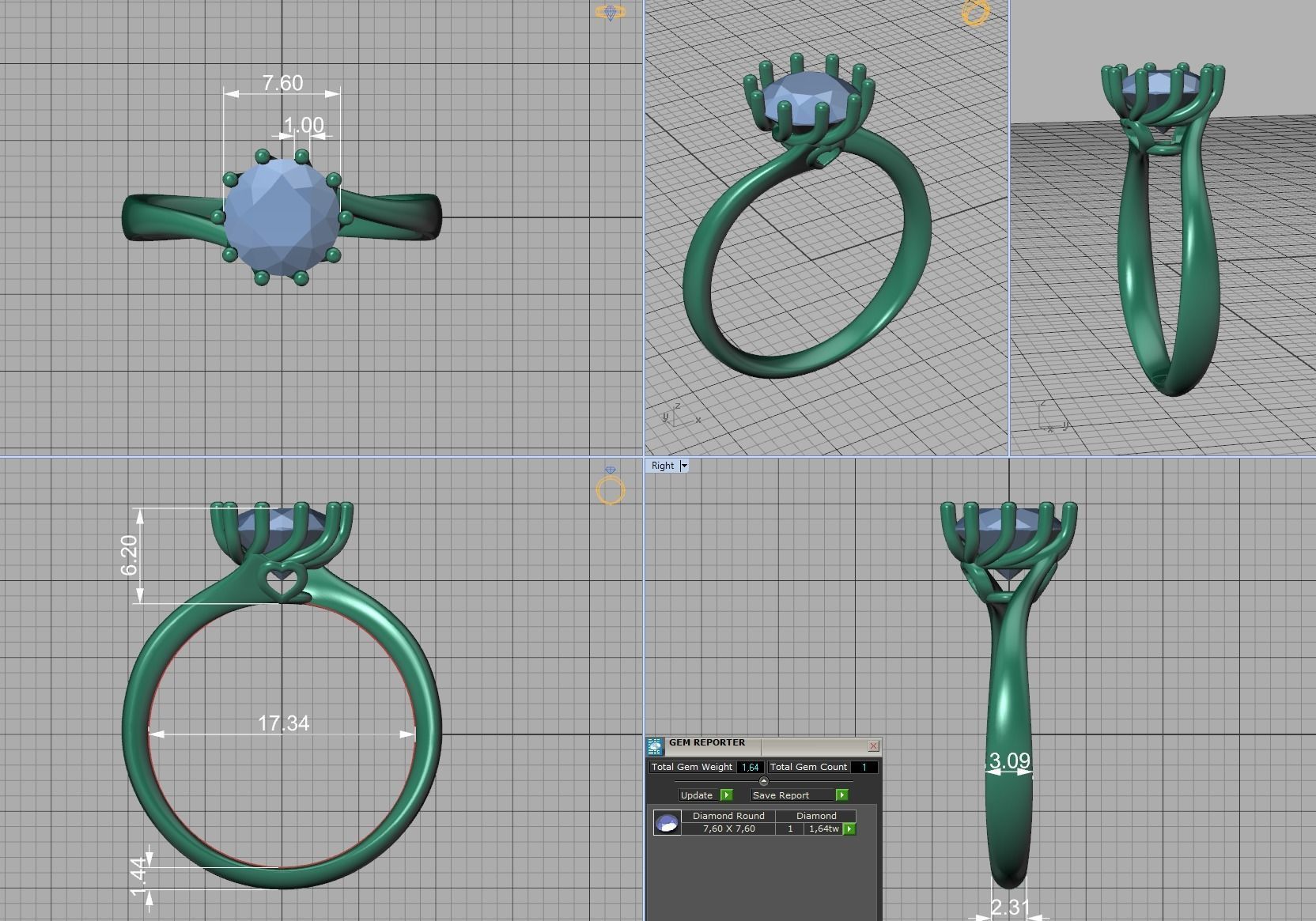 122 Paradise Engagement Solitaire Ring Big Stone 3DModel  3D print model_10