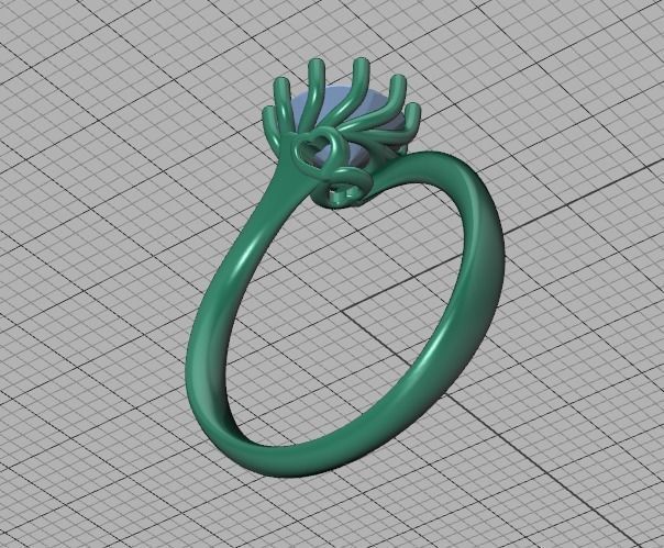 122 Paradise Engagement Solitaire Ring Big Stone 3DModel  3D print model_50