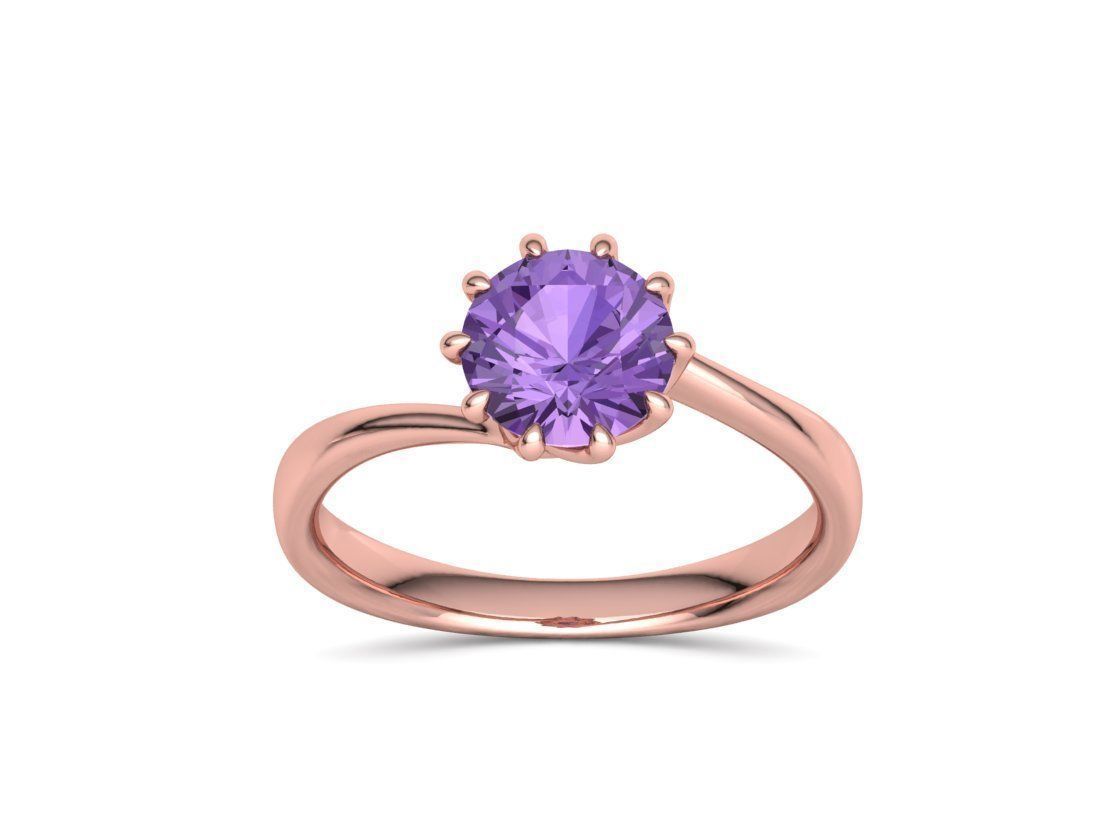 122 Paradise Engagement Solitaire Ring Big Stone 3DModel  3D print model_23