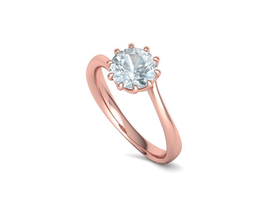 122 Paradise Engagement Solitaire Ring Big Stone 3DModel  3D print model_35