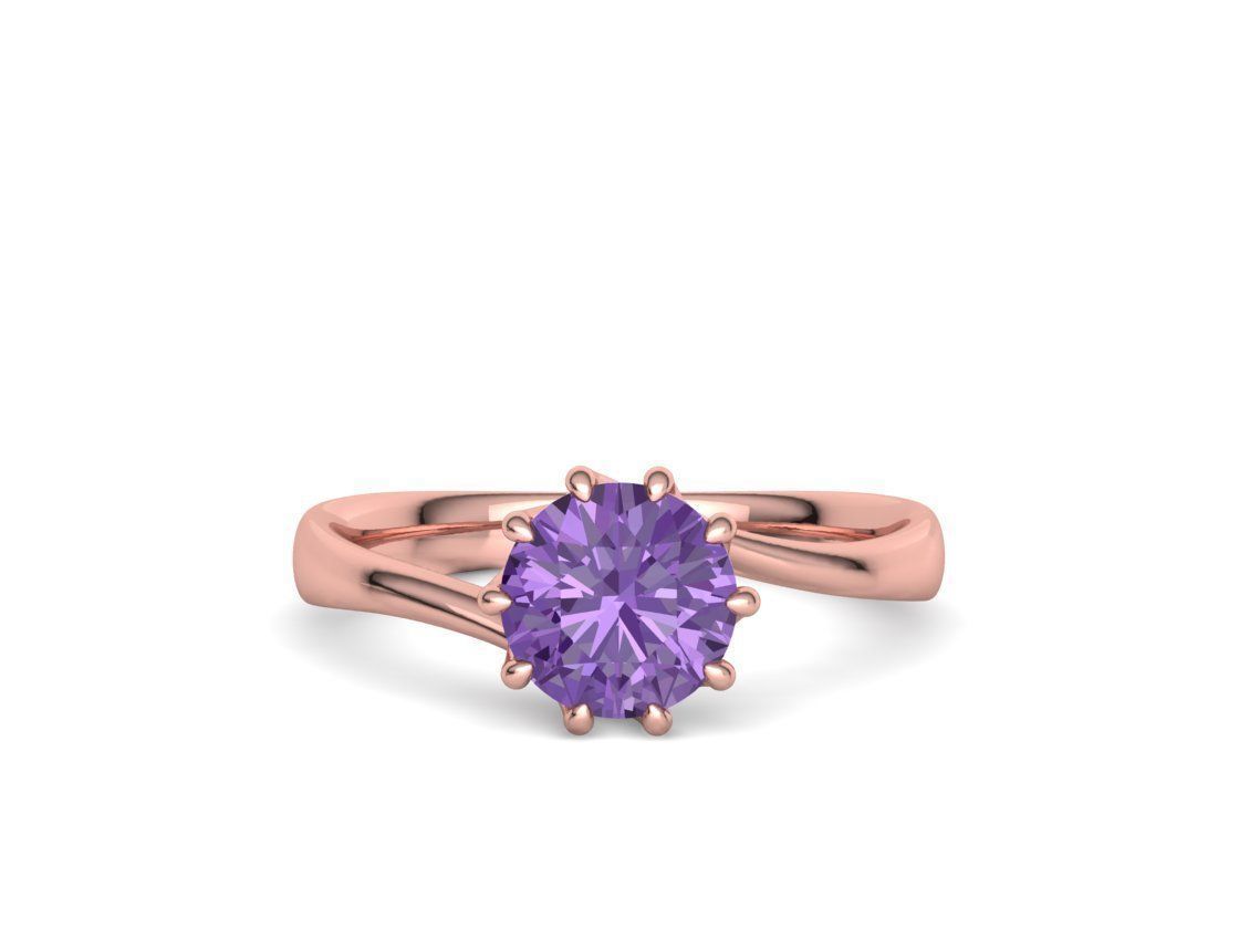 122 Paradise Engagement Solitaire Ring Big Stone 3DModel  3D print model_17