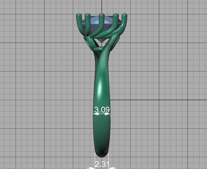 122 Paradise Engagement Solitaire Ring Big Stone 3DModel  3D print model_45