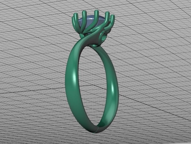 122 Paradise Engagement Solitaire Ring Big Stone 3DModel  3D print model_47