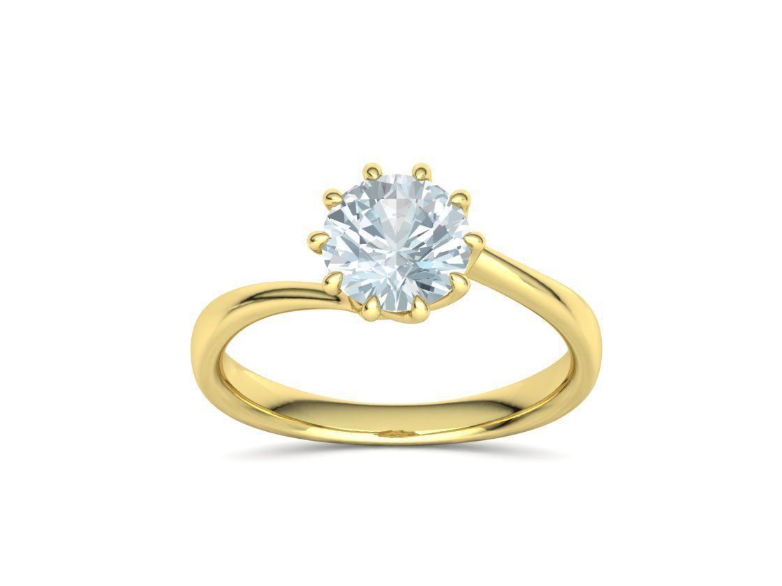 122 Paradise Engagement Solitaire Ring Big Stone 3DModel  3D print model_21