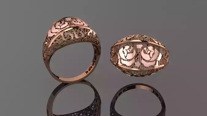 Rose Wire Mesh Ultra vision Plain Gold Ring