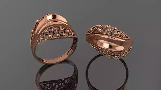 Beads Wire Mesh Ultra vision Plain Gold Ring 3D print model