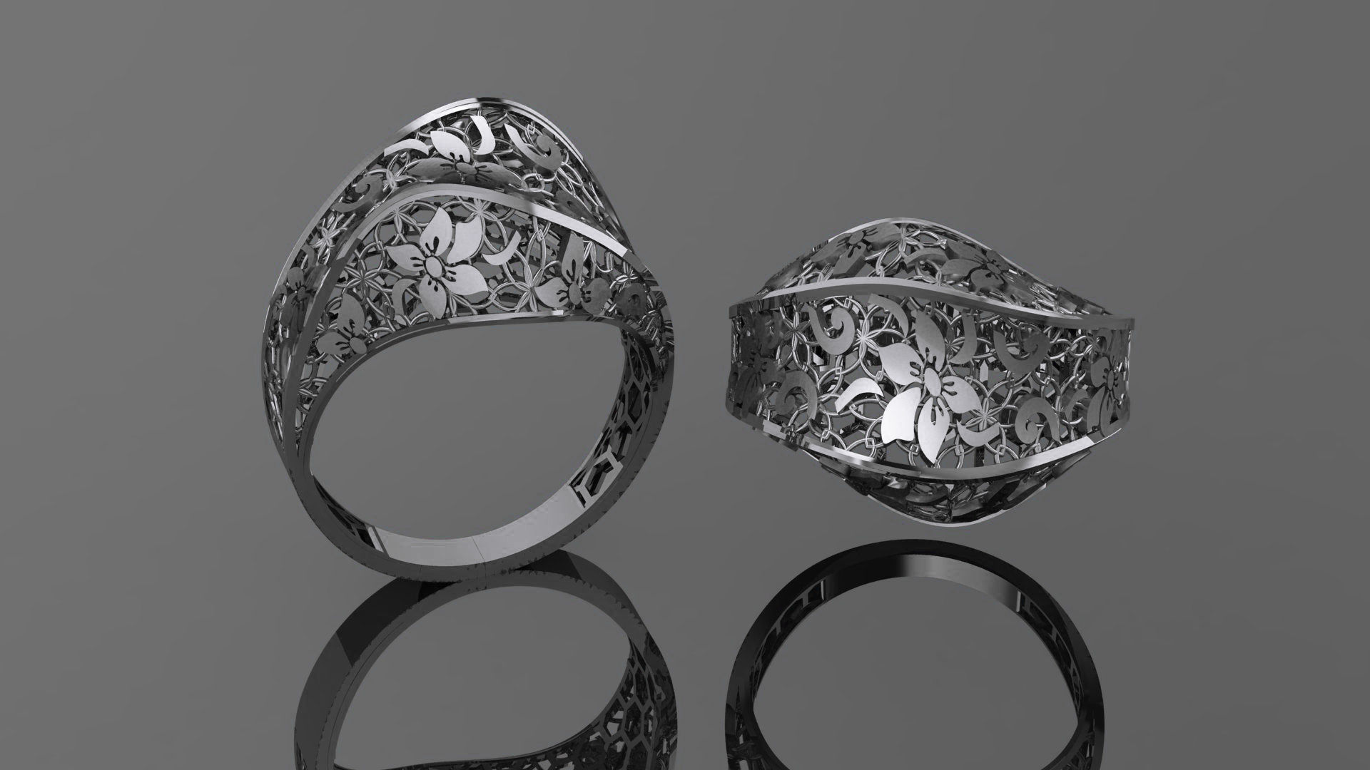 Flower Wire Mesh Ultra vision Plain Gold Ring 3D print model_2