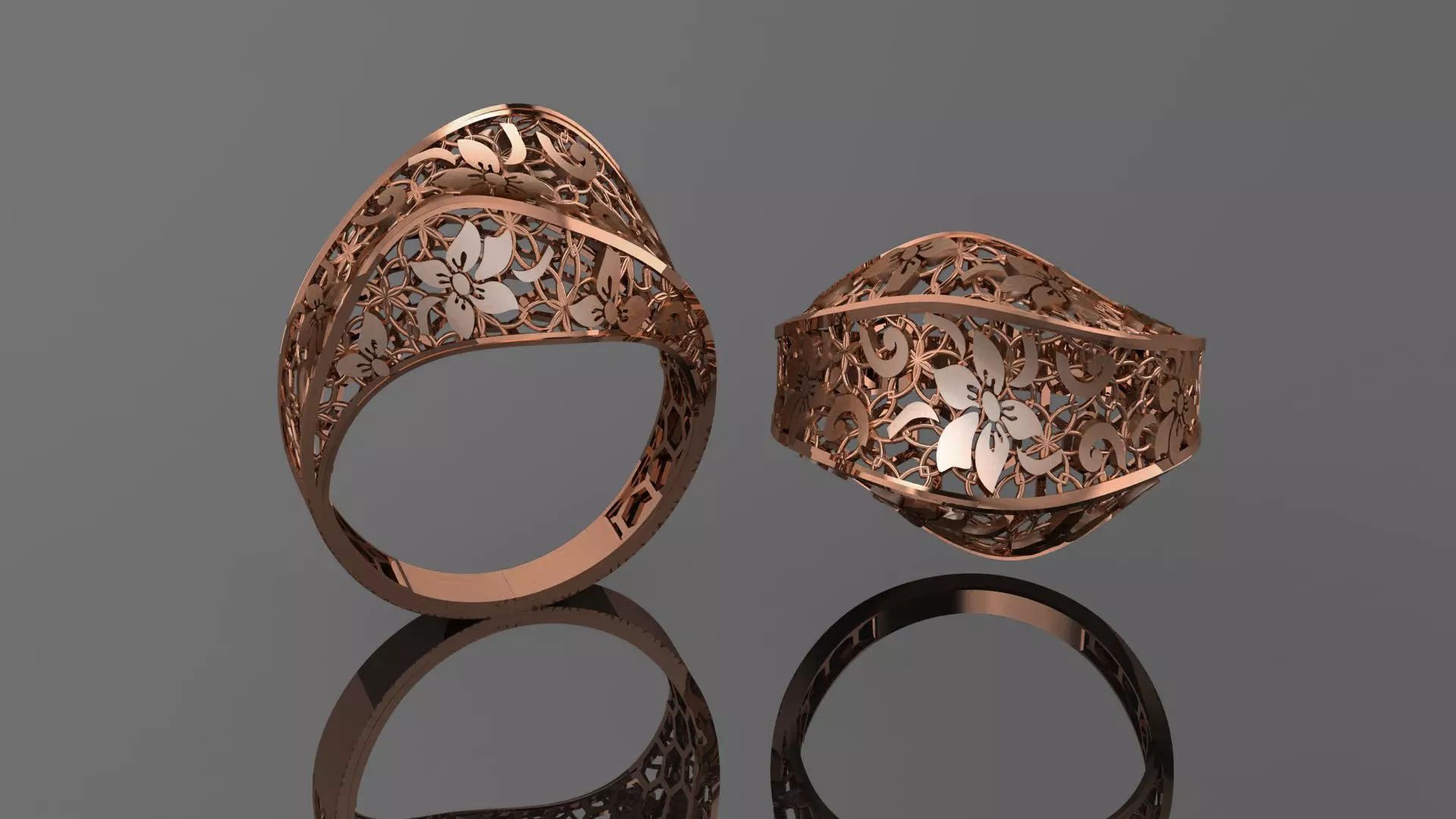 Flower Wire Mesh Ultra vision Plain Gold Ring 3D print model_0