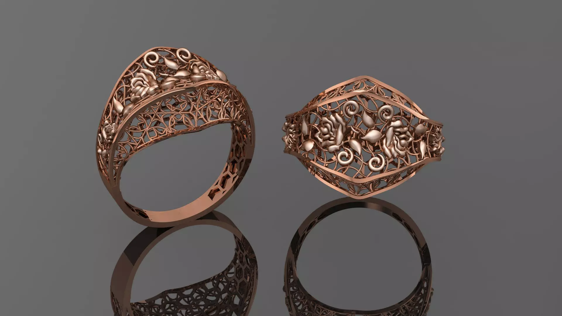 Flower Wire Mesh Ultra vision Plain Gold Ring 3D print model_0