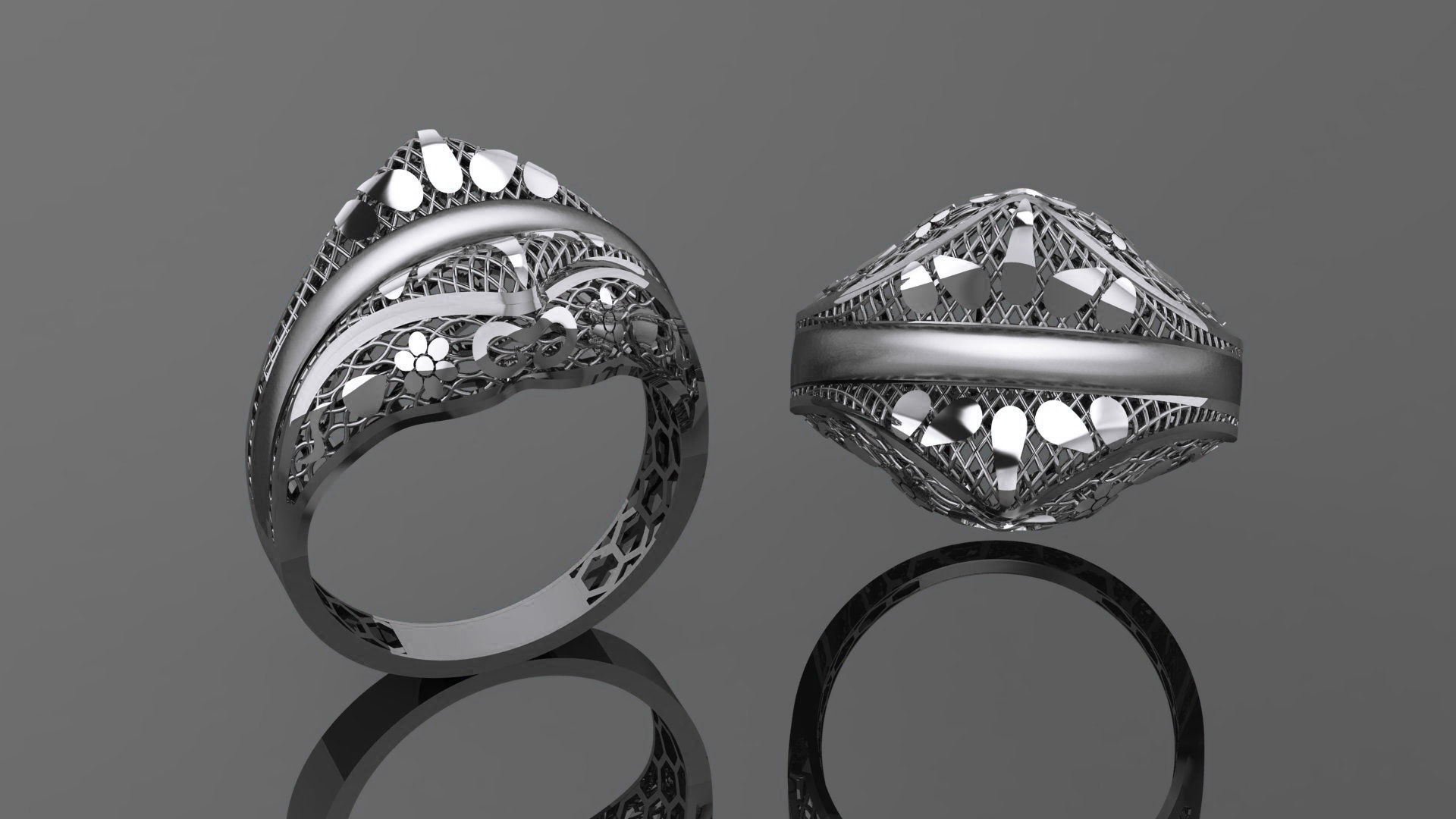 Wire Mesh Ultra vision Plain Gold Ring 3D print model_2