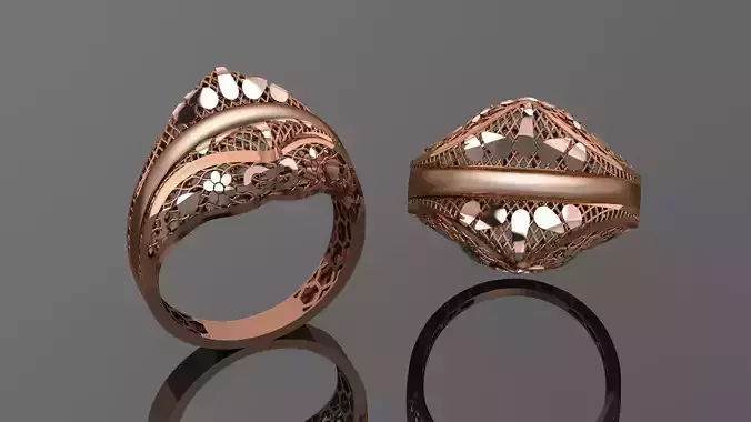 Wire Mesh Ultra vision Plain Gold Ring