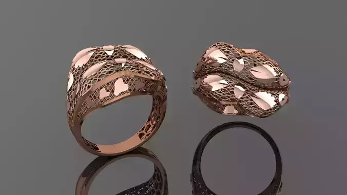 Wire Mesh Ultra vision Plain Gold Ring