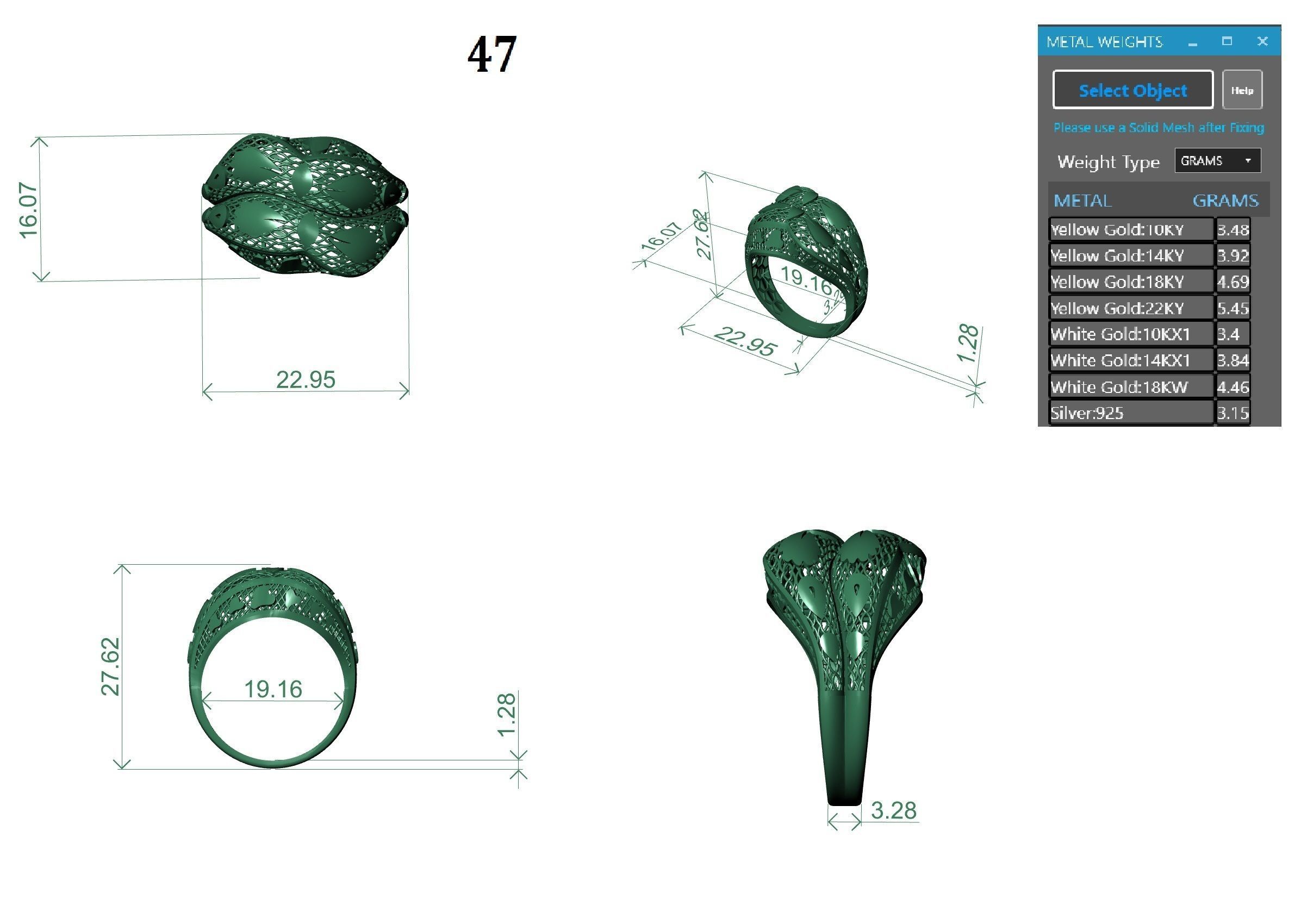 Wire Mesh Ultra vision Plain Gold Ring 3D print model_3