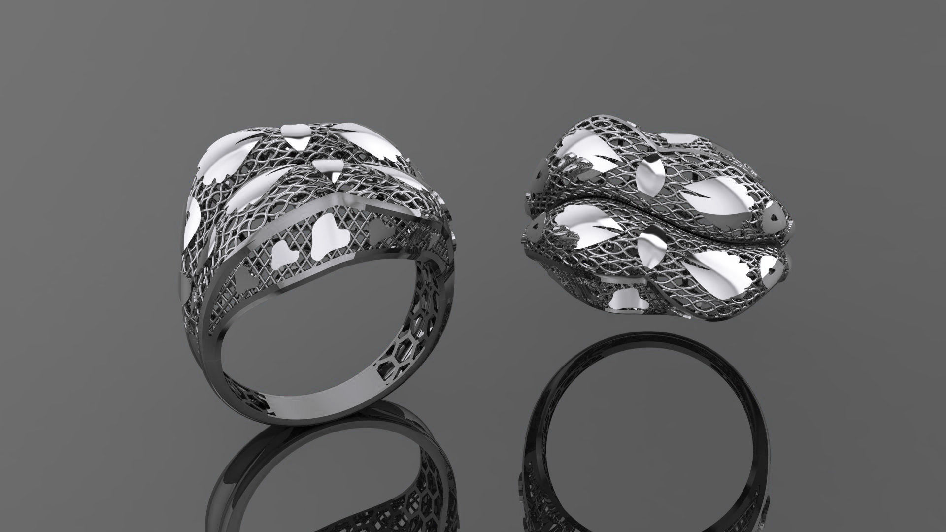 Wire Mesh Ultra vision Plain Gold Ring 3D print model_2