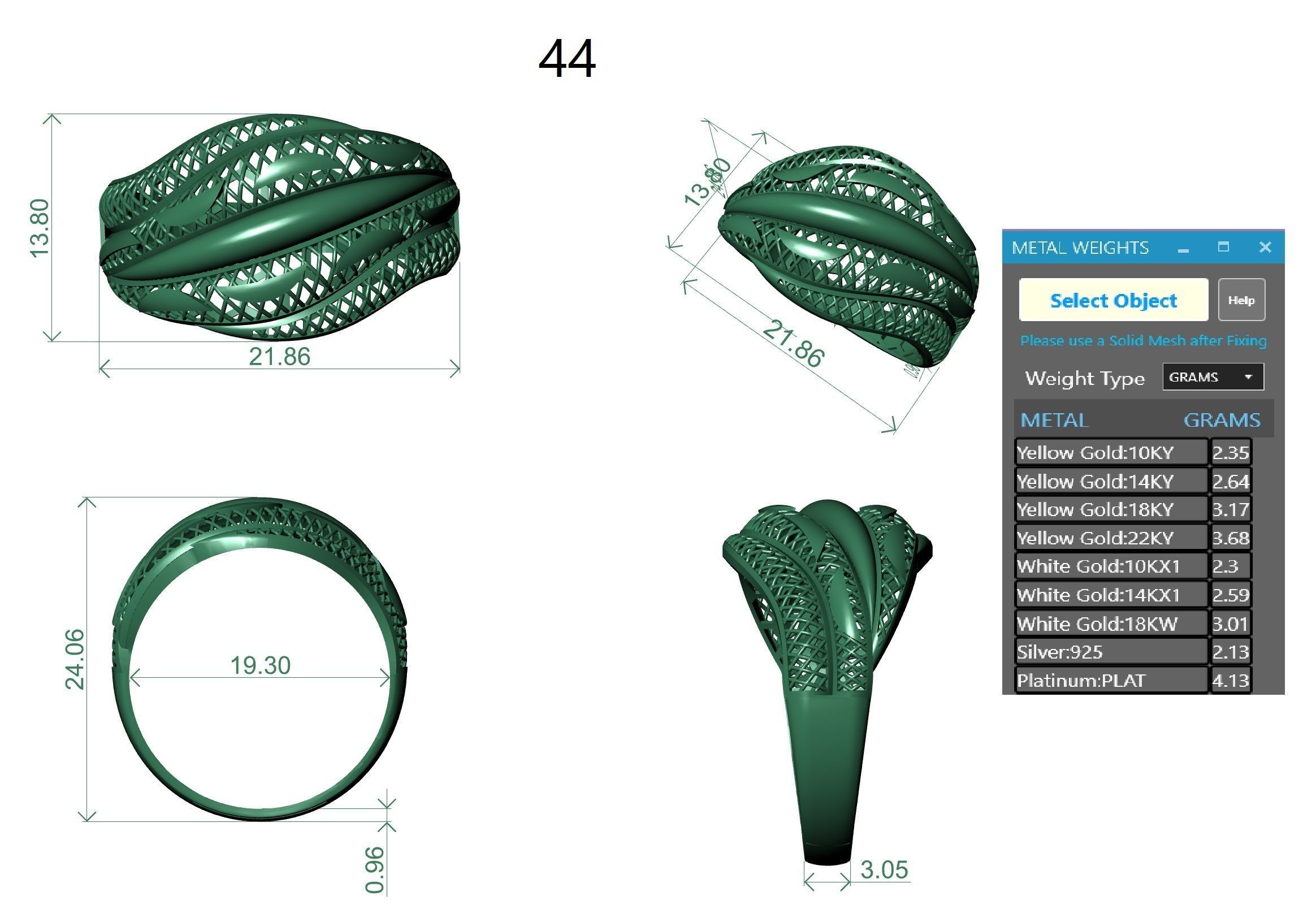 Wire Mesh Ultra vision Plain Gold Ring 3D print model_3