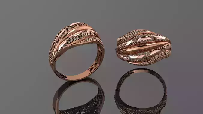 Wire Mesh Ultra vision Plain Gold Ring