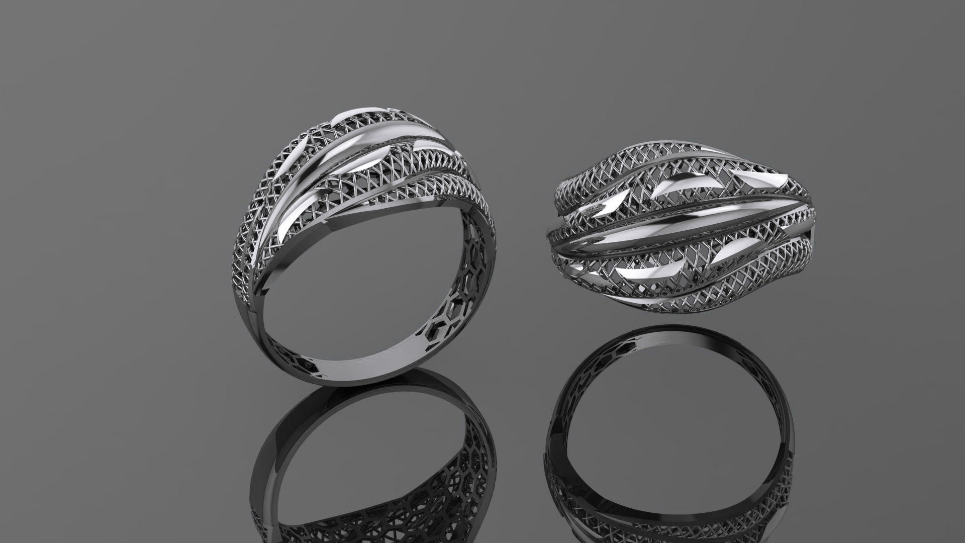 Wire Mesh Ultra vision Plain Gold Ring 3D print model_2