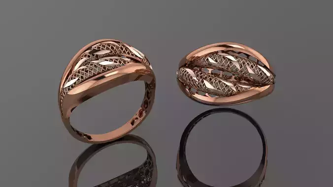 Wire Mesh Ultra vision Plain Gold Ring