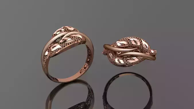 Leaves Wire Mesh Ultra vision Plain Gold Ring