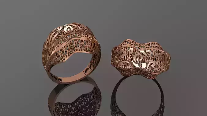 Wire Mesh Ultra vision Plain Gold Ring