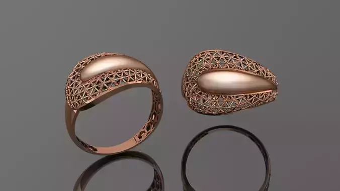 Wire Mesh Ultra vision Plain Gold Ring