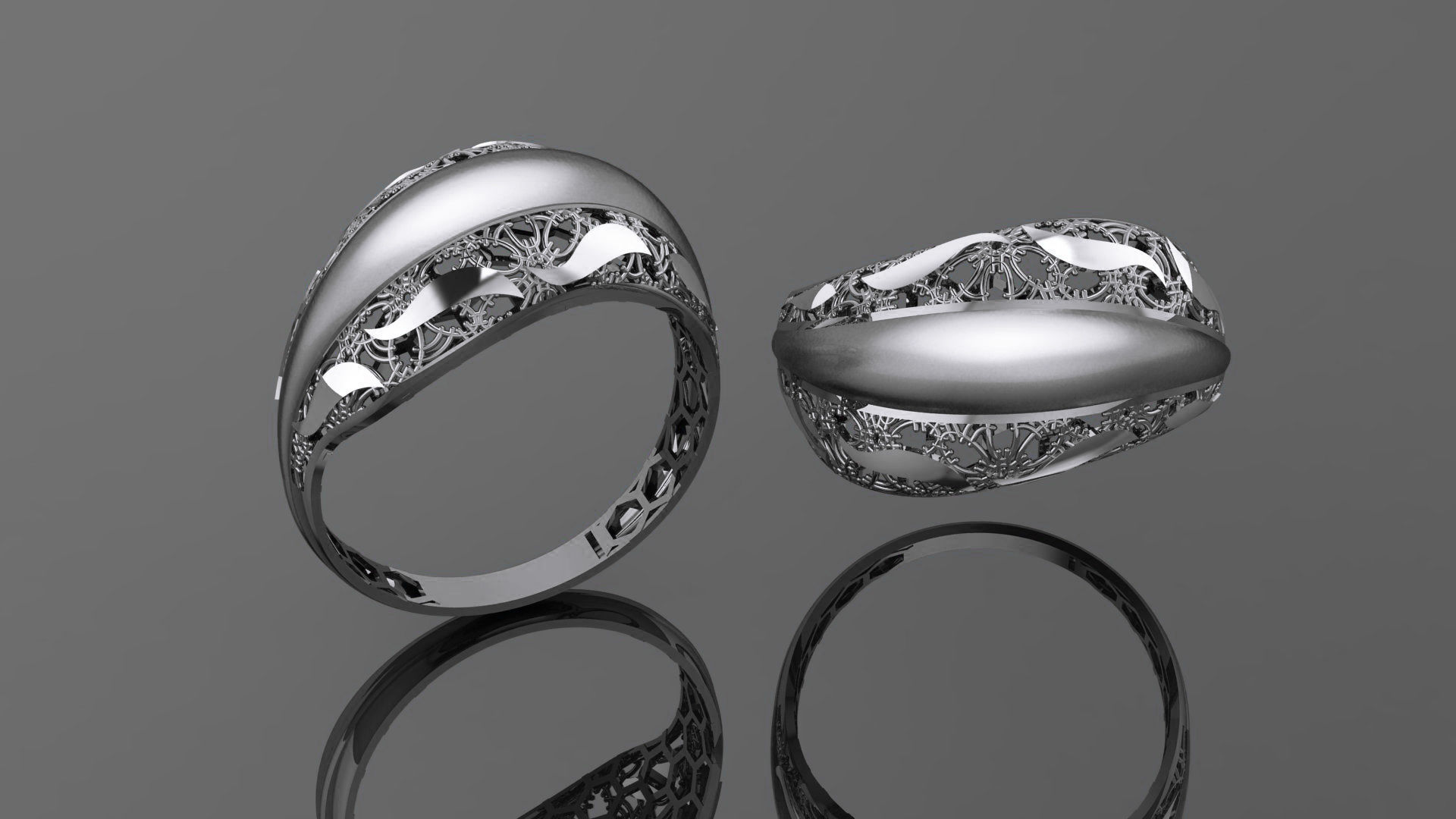 Wire Mesh Ultra vision Plain Gold Ring 3D print model_2