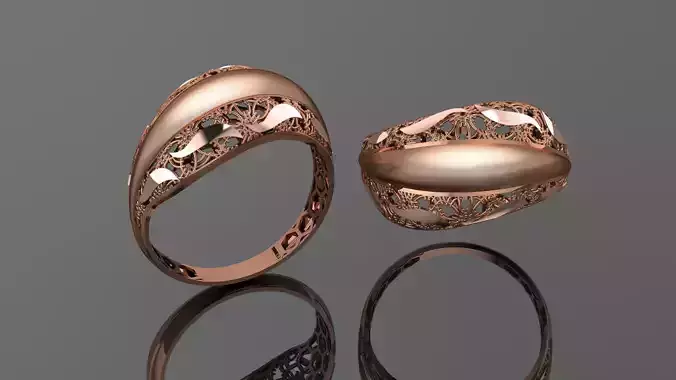 Wire Mesh Ultra vision Plain Gold Ring