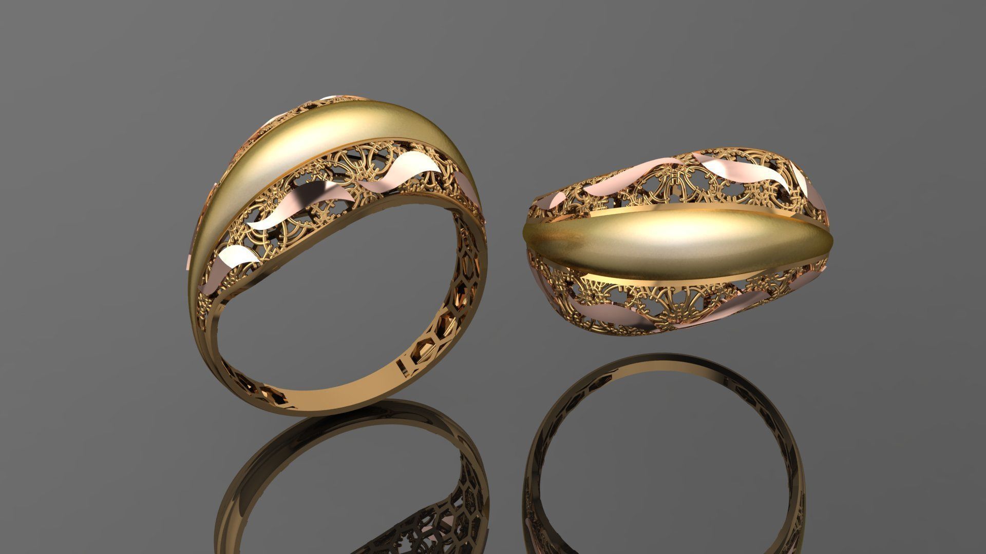 Wire Mesh Ultra vision Plain Gold Ring 3D print model_1