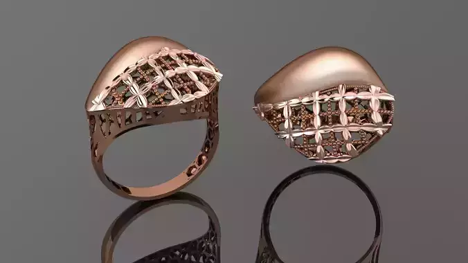 Flower Beads Wire Mesh Ultra vision Plain Gold Ring 3D print model
