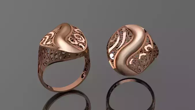 Wire Mesh Ultra vision Plain Gold Ring