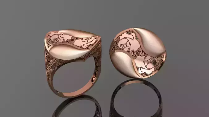 Rose Wire Mesh Ultra vision Plain Gold Ring