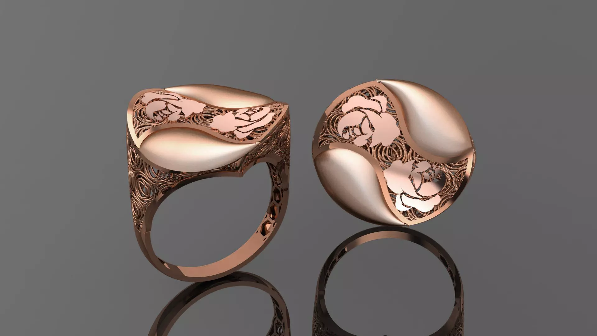 Rose Wire Mesh Ultra vision Plain Gold Ring 3D print model_0