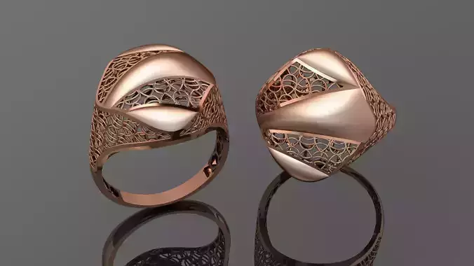 Wire Mesh Ultra vision Plain Gold Ring