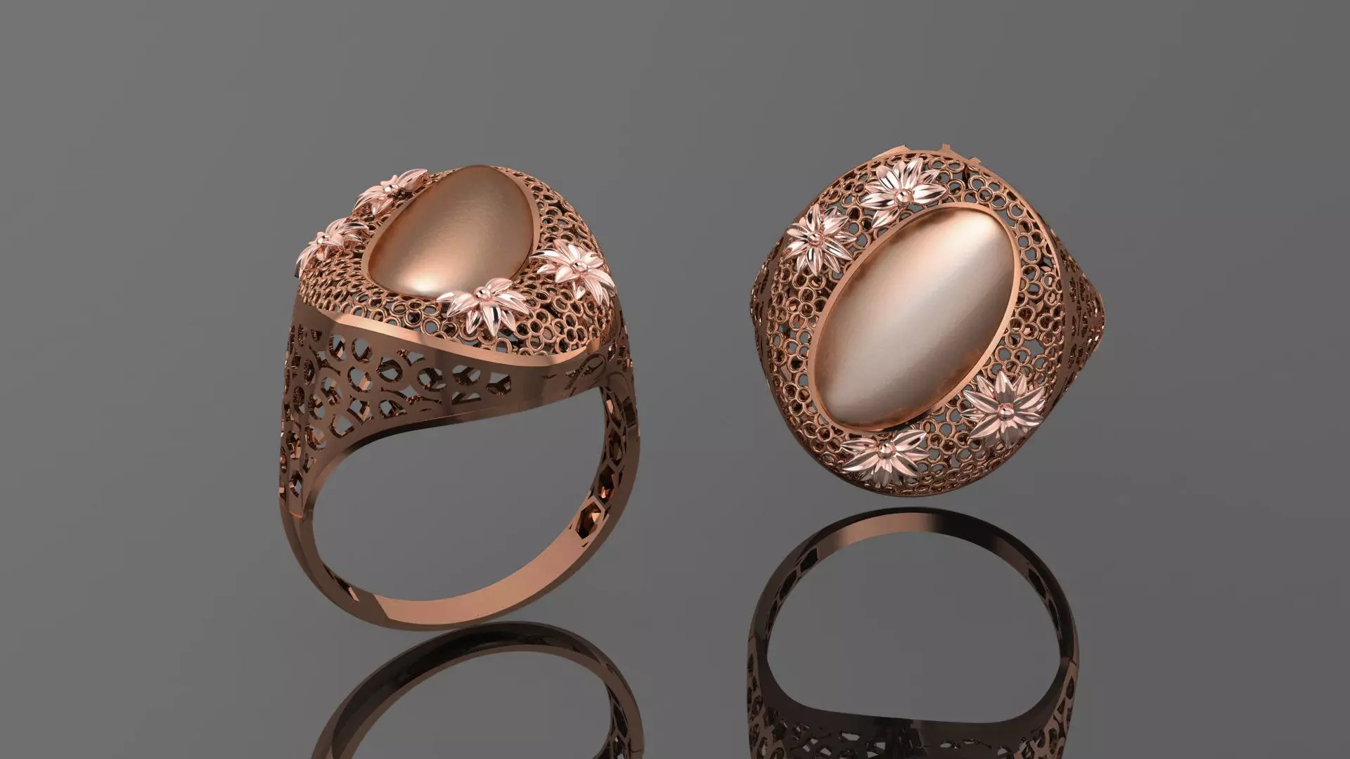 Flower Wire Mesh Ultra vision Plain Gold Ring 3D print model_0