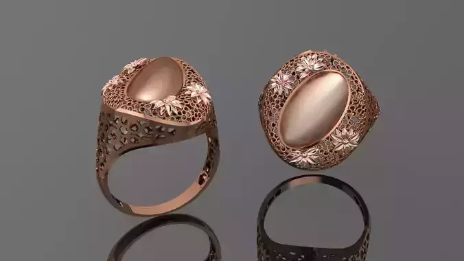 Flower Wire Mesh Ultra vision Plain Gold Ring 3D print model Flower Wire Mesh Ultra vision Plain Gold Ring 3D print model