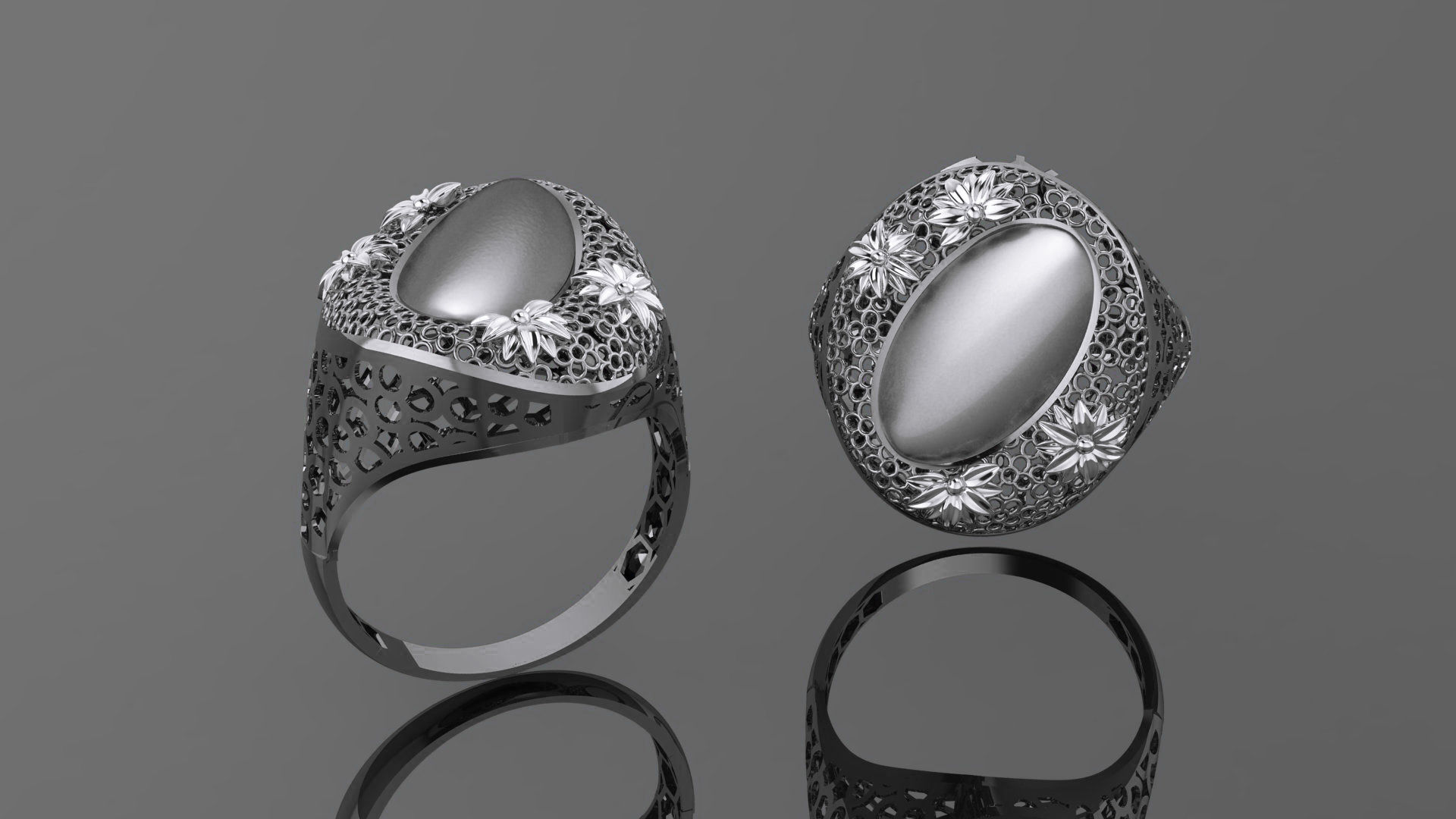 Flower Wire Mesh Ultra vision Plain Gold Ring 3D print model_2