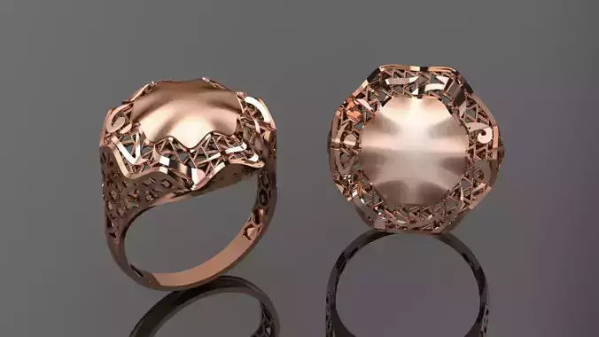 Wire Mesh Ultra vision Plain Gold Ring