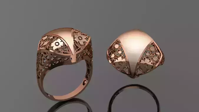 Wire Mesh Ultra vision Plain Gold Ring