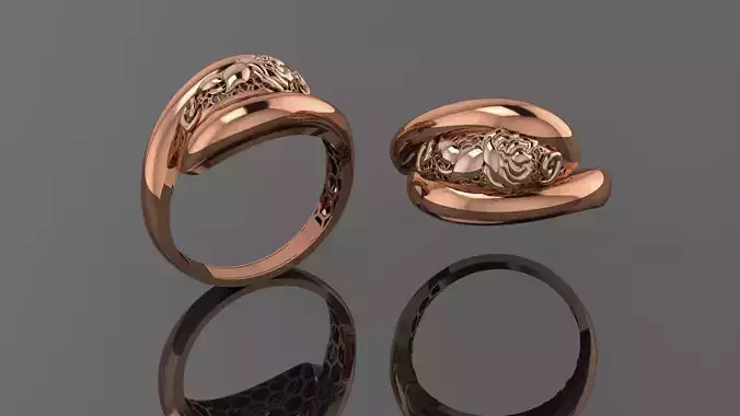 Lotus Wire Mesh Ultra vision Plain Gold Ring