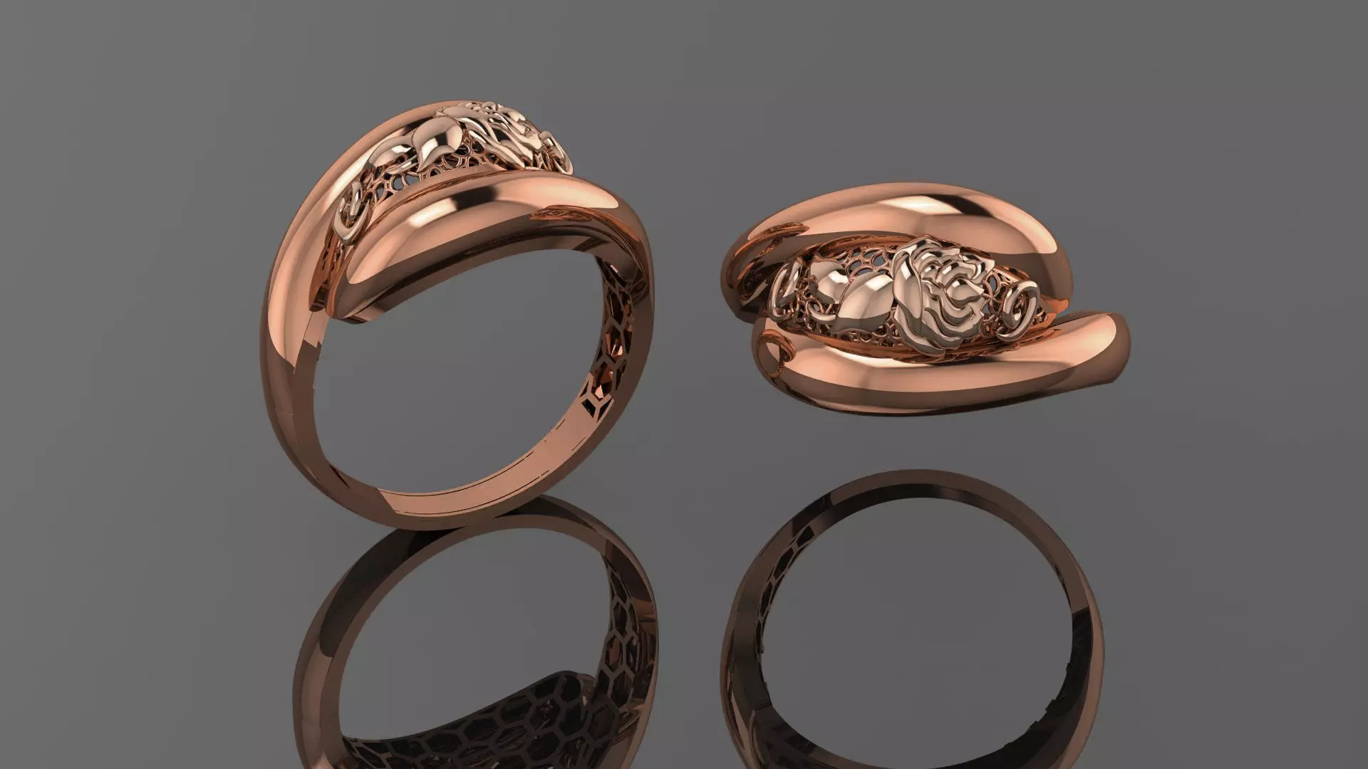 Lotus Wire Mesh Ultra vision Plain Gold Ring 3D print model_0