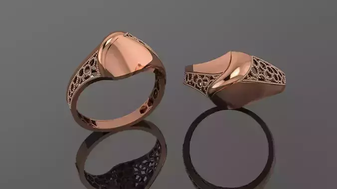 Wire Mesh Ultra vision Plain Gold Ring