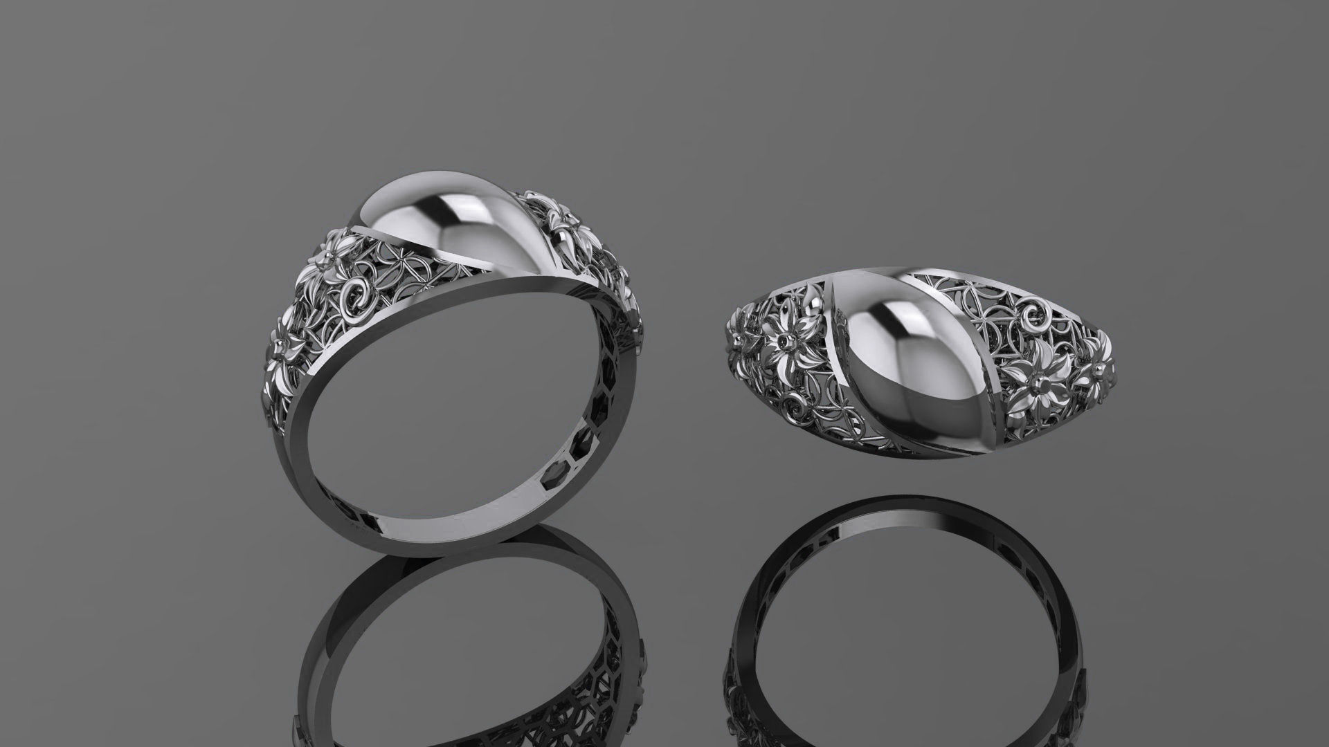 Flower Wire Mesh Ultra vision Plain Gold Ring 3D print model_2