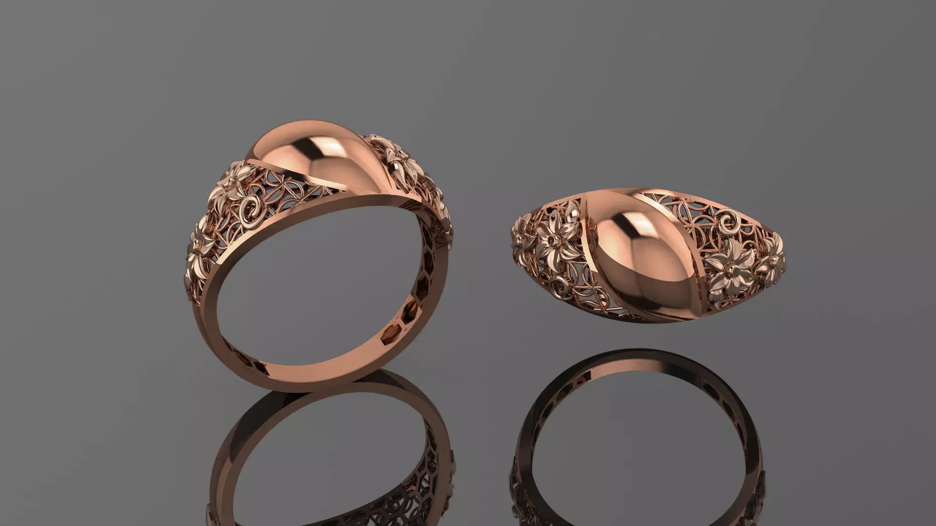 Flower Wire Mesh Ultra vision Plain Gold Ring 3D print model_0