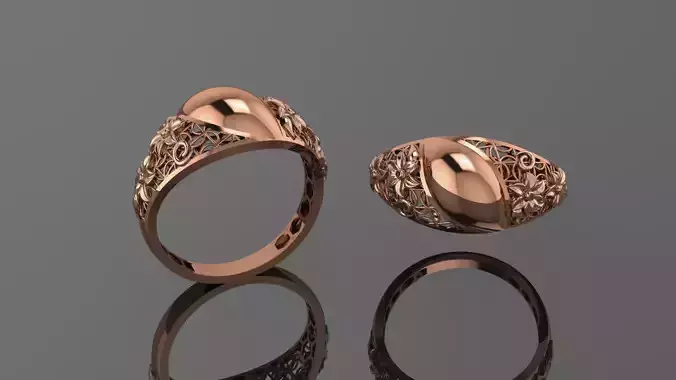 Flower Wire Mesh Ultra vision Plain Gold Ring 3D print model Flower Wire Mesh Ultra vision Plain Gold Ring 3D print model