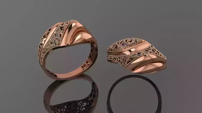 Wire Mesh Ultra vision Plain Gold Ring