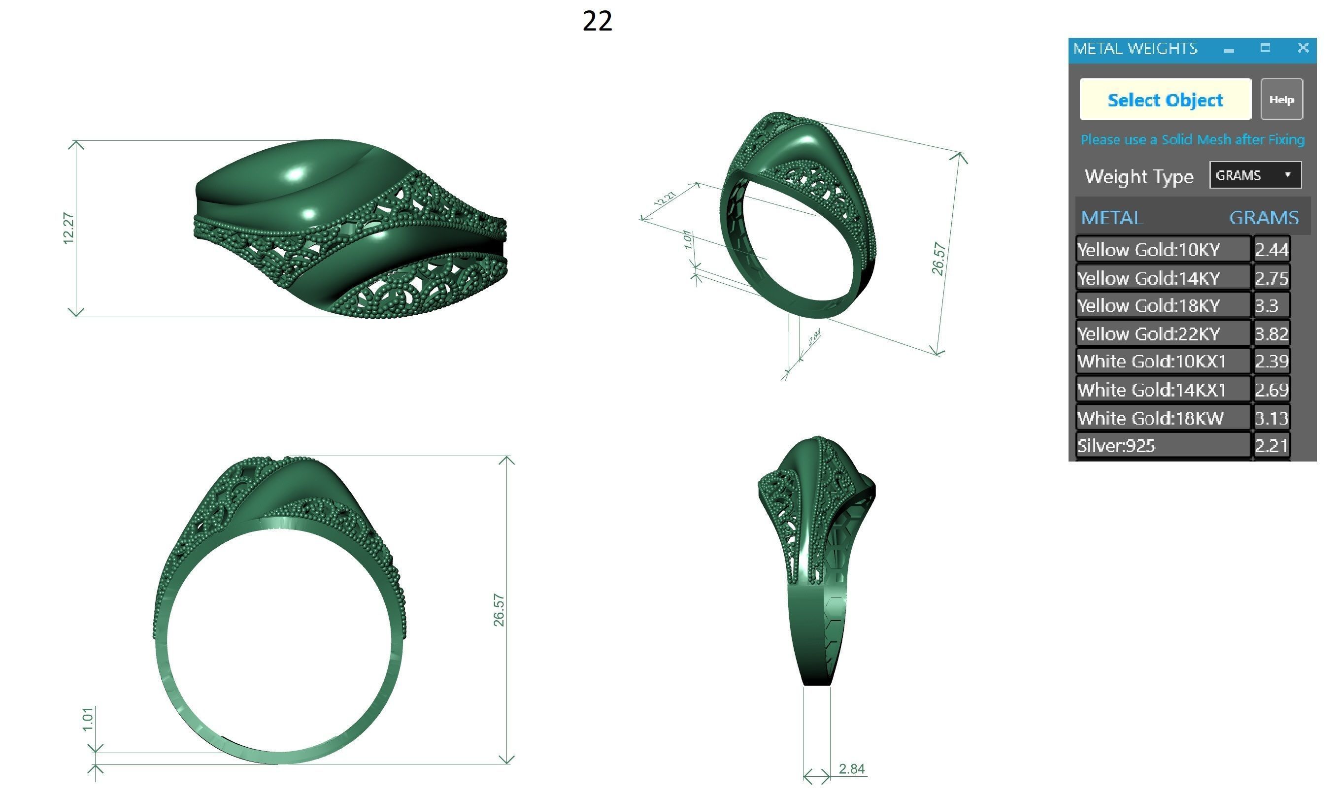 Wire Mesh Ultra vision Plain Gold Ring 3D print model_3
