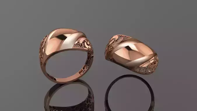 Wire Mesh Ultra vision Plain Gold Ring