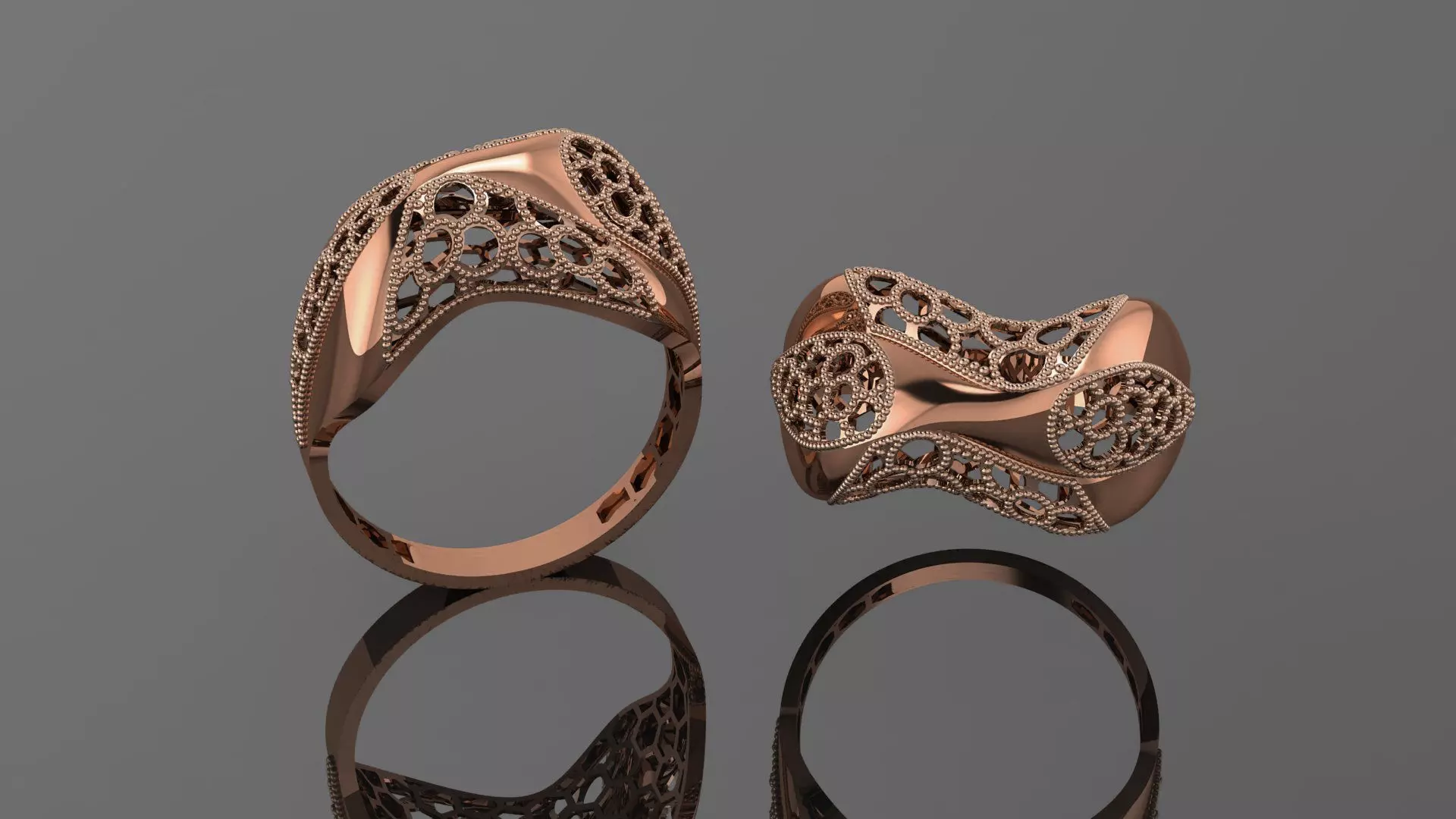 Beads Wire Mesh Ultra vision Plain Gold Ring 3D print model_0