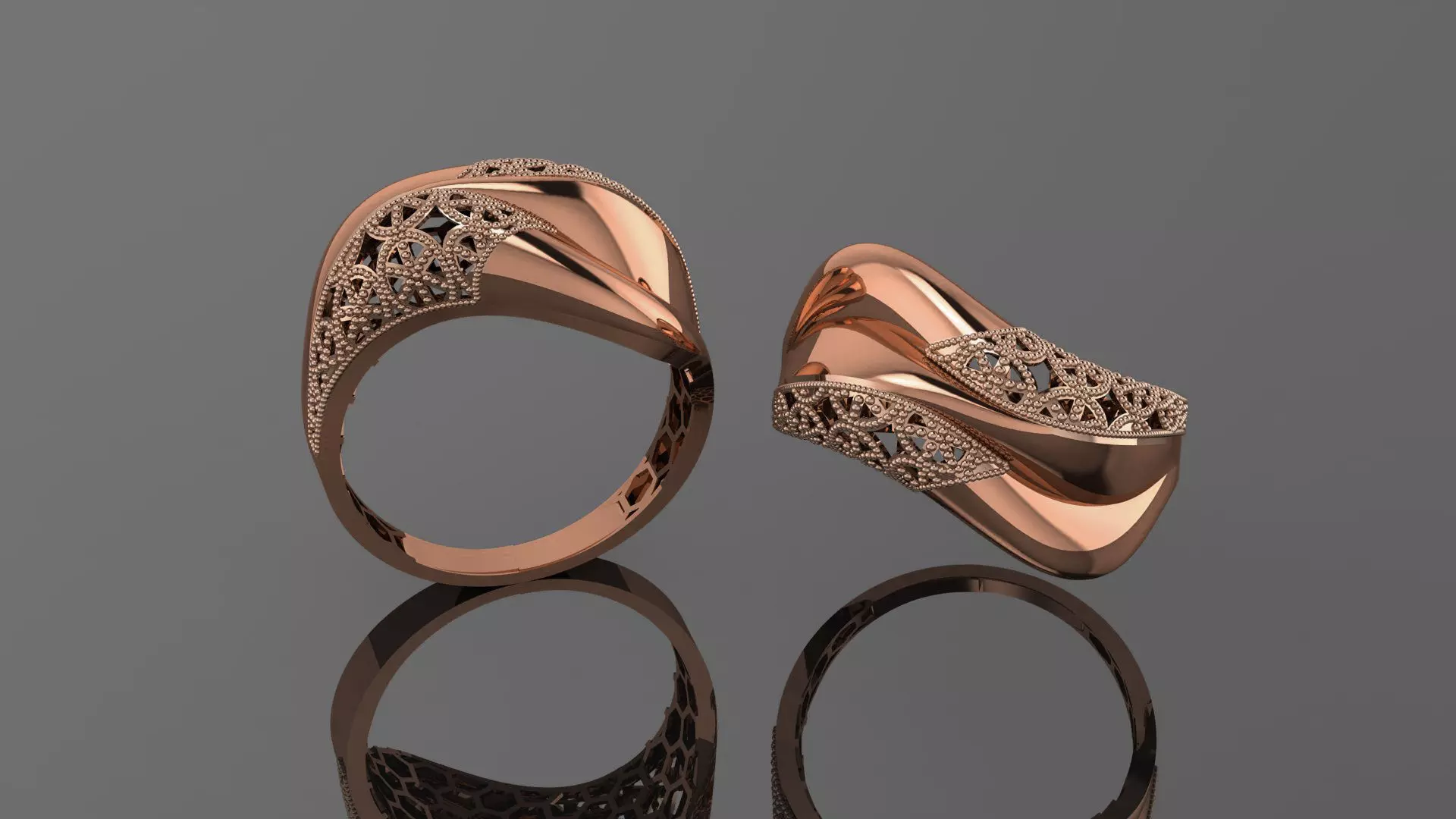 Beads Wire Mesh Ultra vision Plain Gold Ring 3D print model_0